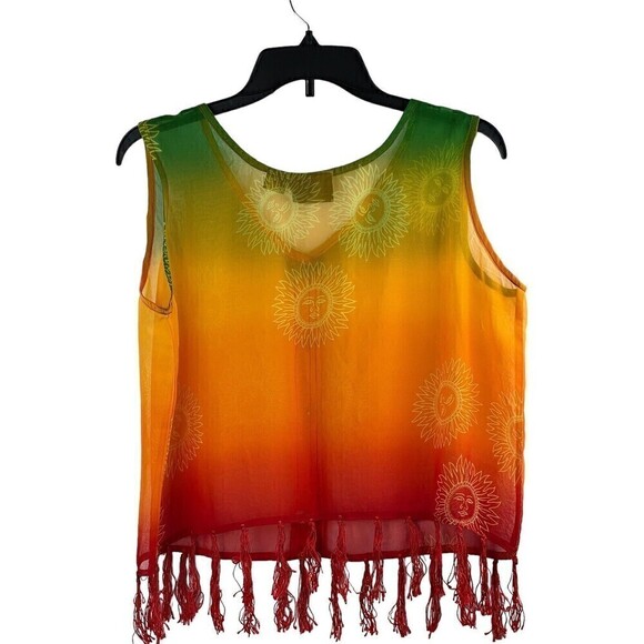 Indian tropical Fashion 2 Piece Swimsuit Coverup Top Pant Size Medium *FLAW* - Picture 9 of 16